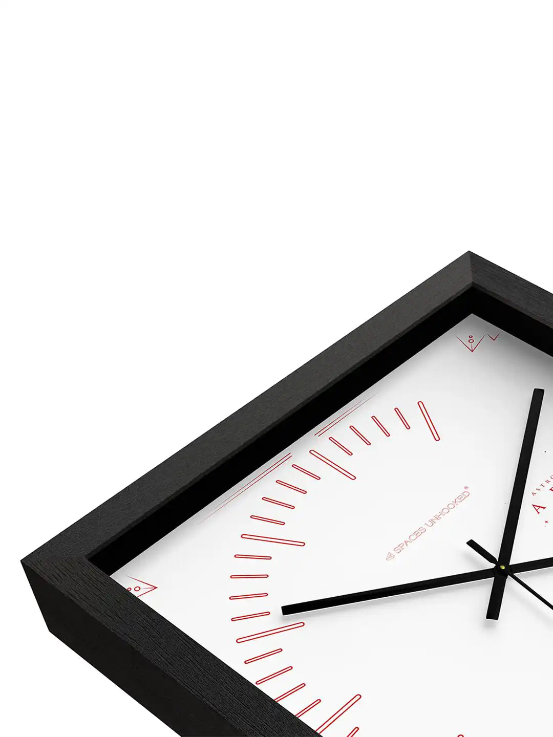 Spaces Unhooked Astrological Aries Square Wooden Wall Clock with Dark Wood Frame and Red Ram Dial Mars Fire - Modern Wood Wall Clock for Living Room