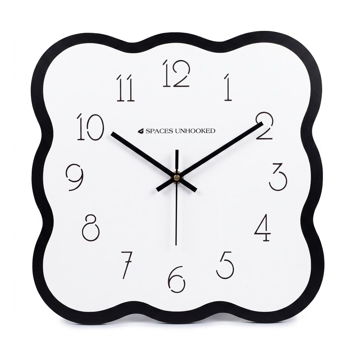 Spaces Unhooked Wavy Wall Clock, Black Scalloped Frame, Slim Numerals