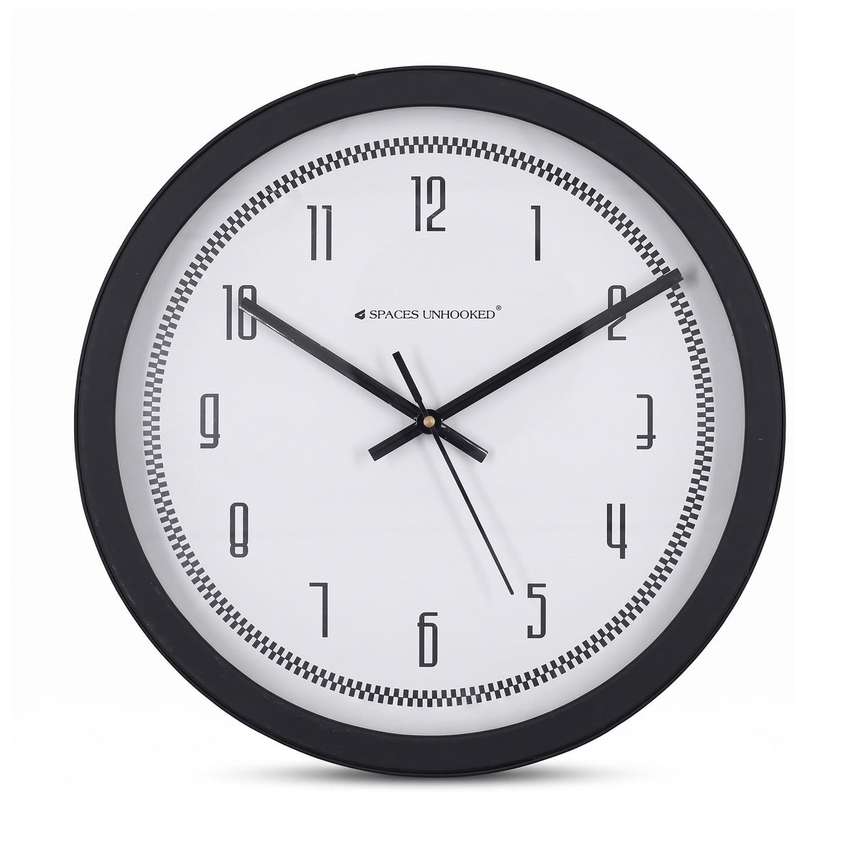 Spaces Unhooked Checkered Border Round Wall Clock, Retro Numerals
