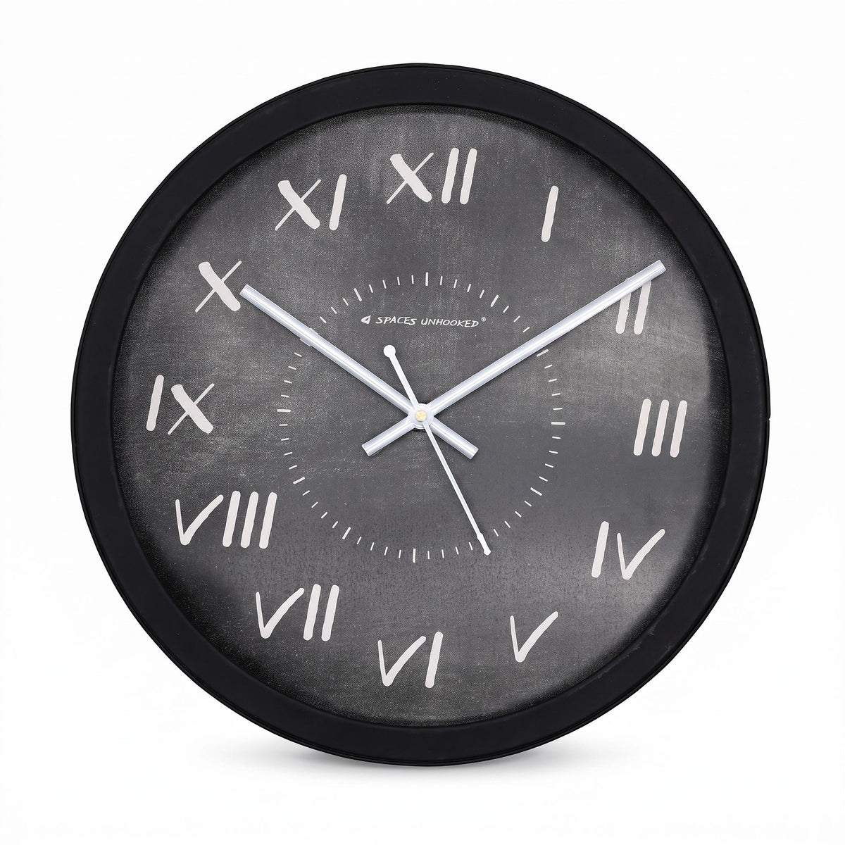 Spaces Unhooked Chalkboard Round Wall Clock, Chalk Roman Numerals
