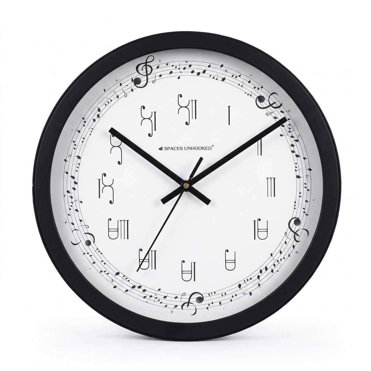 Spaces Unhooked Music Note Round Wall Clock, Treble Clef Dial