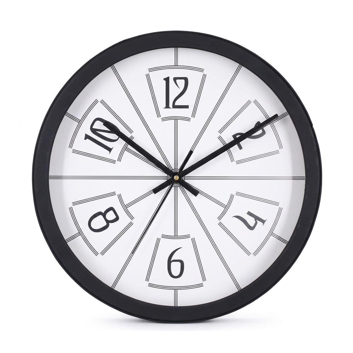 Spaces Unhooked Art Deco Sunburst Round Wall Clock, White Dial