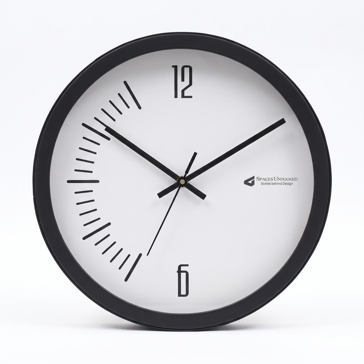 Spaces Unhooked Minimalist Round Wall Clock, Half Arc Markers