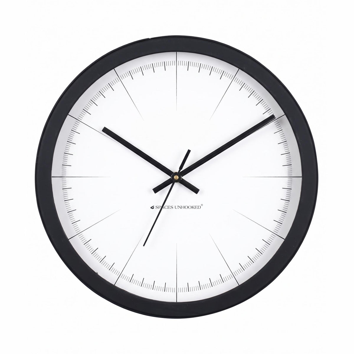 Spaces Unhooked Minimalist Round Wall Clock, No Numerals, Black Frame