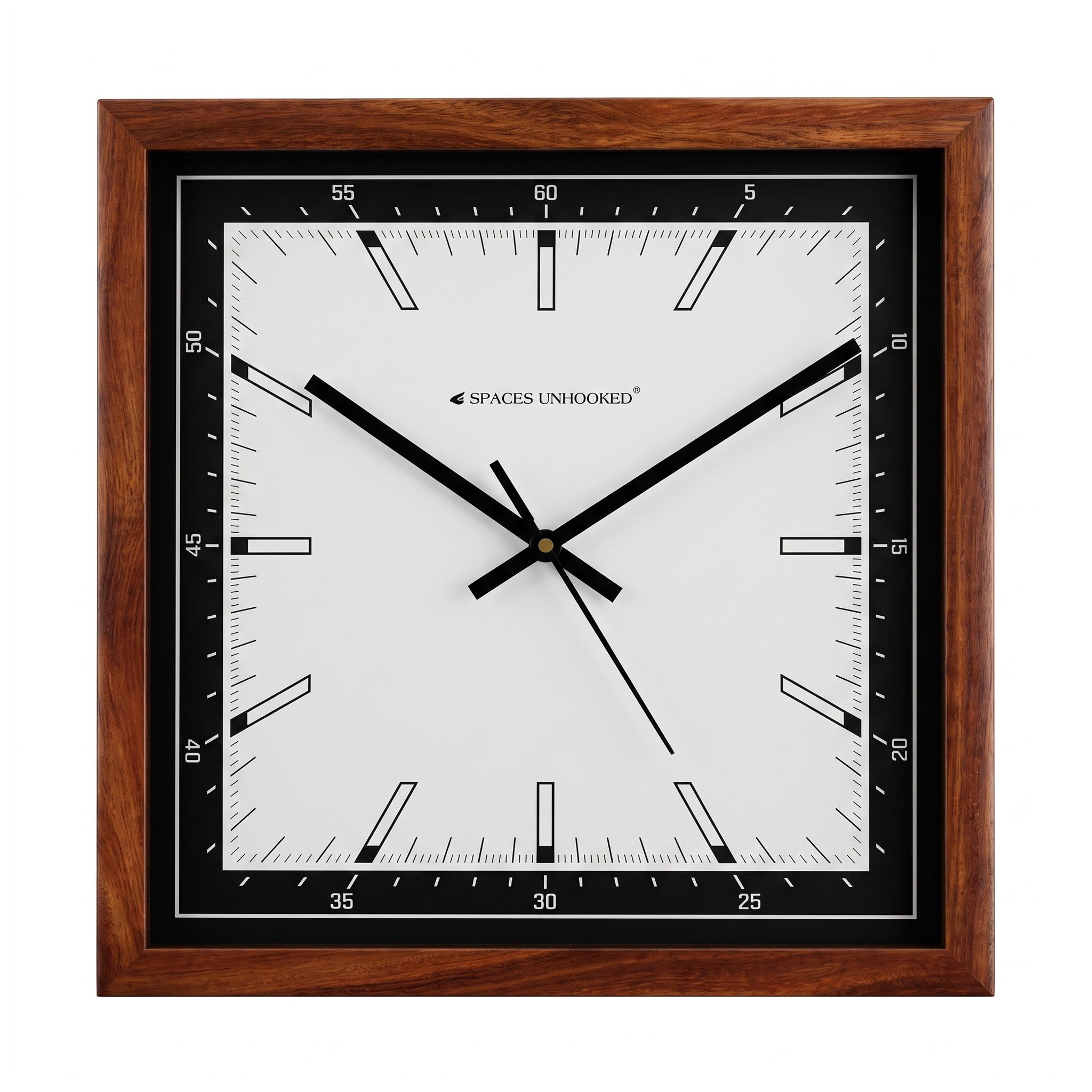 Square Clock Frame Black Bezel Square Wooden Wall Clock | Spaces Unhooked