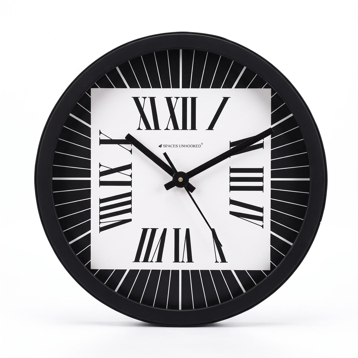 Spaces Unhooked Bold Roman Numeral Round Wall Clock, Black Ring