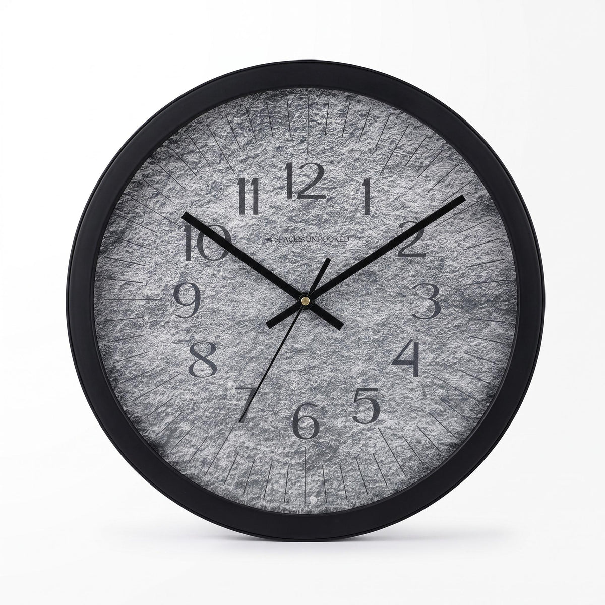 Spaces Unhooked Grey Stone Texture Round Wall Clock, Slate Look