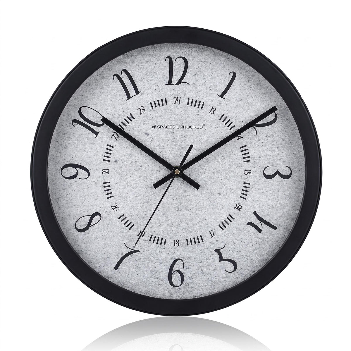 Spaces Unhooked Round Wall Clock with 24 Hour Inner Ring