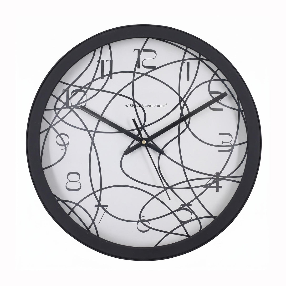 Spaces Unhooked Abstract Line Art Round Wall Clock, White Dial