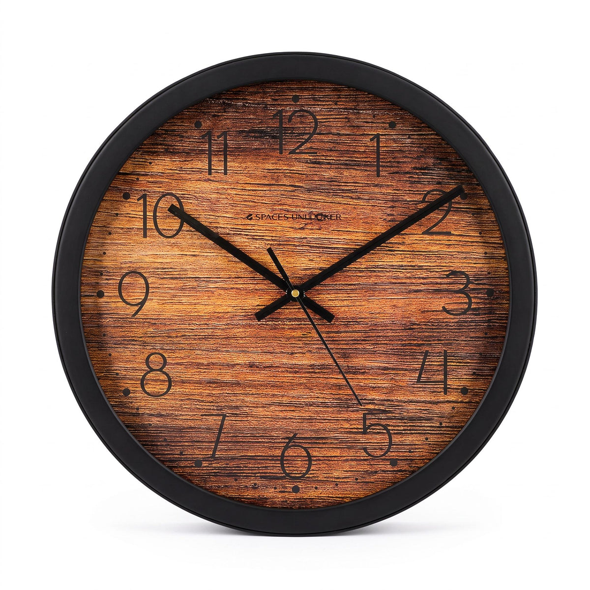 Spaces Unhooked Rustic Wood Grain Look Round Wall Clock