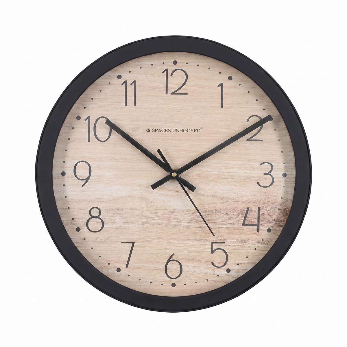 Spaces Unhooked Light Wood Look Round Wall Clock, Scandi Style