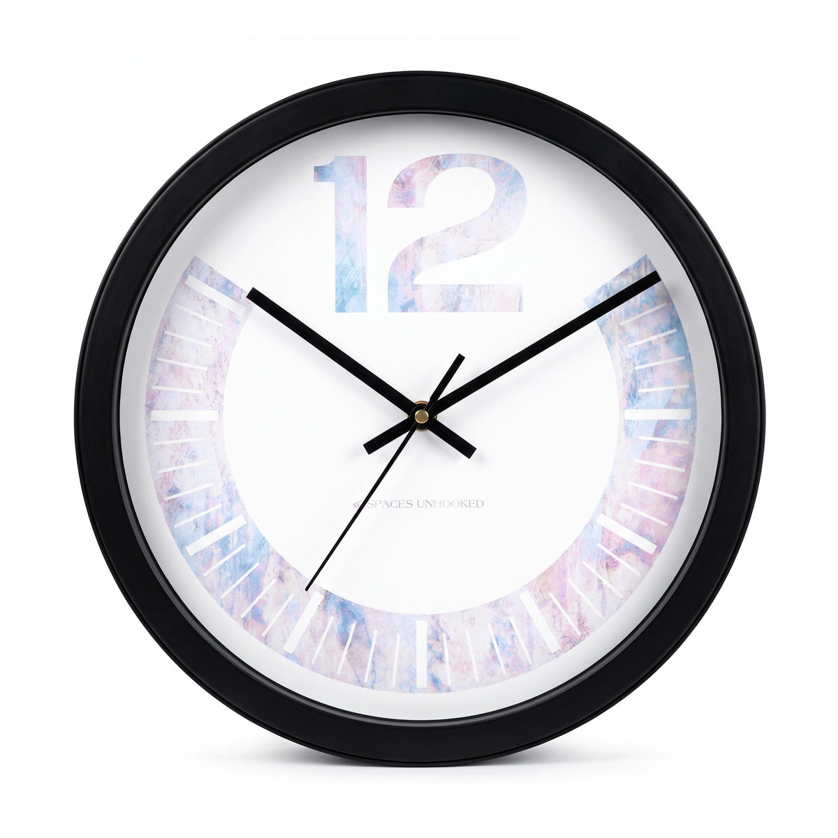 Spaces Unhooked Pastel Marble Round Wall Clock, Big 12 Dial