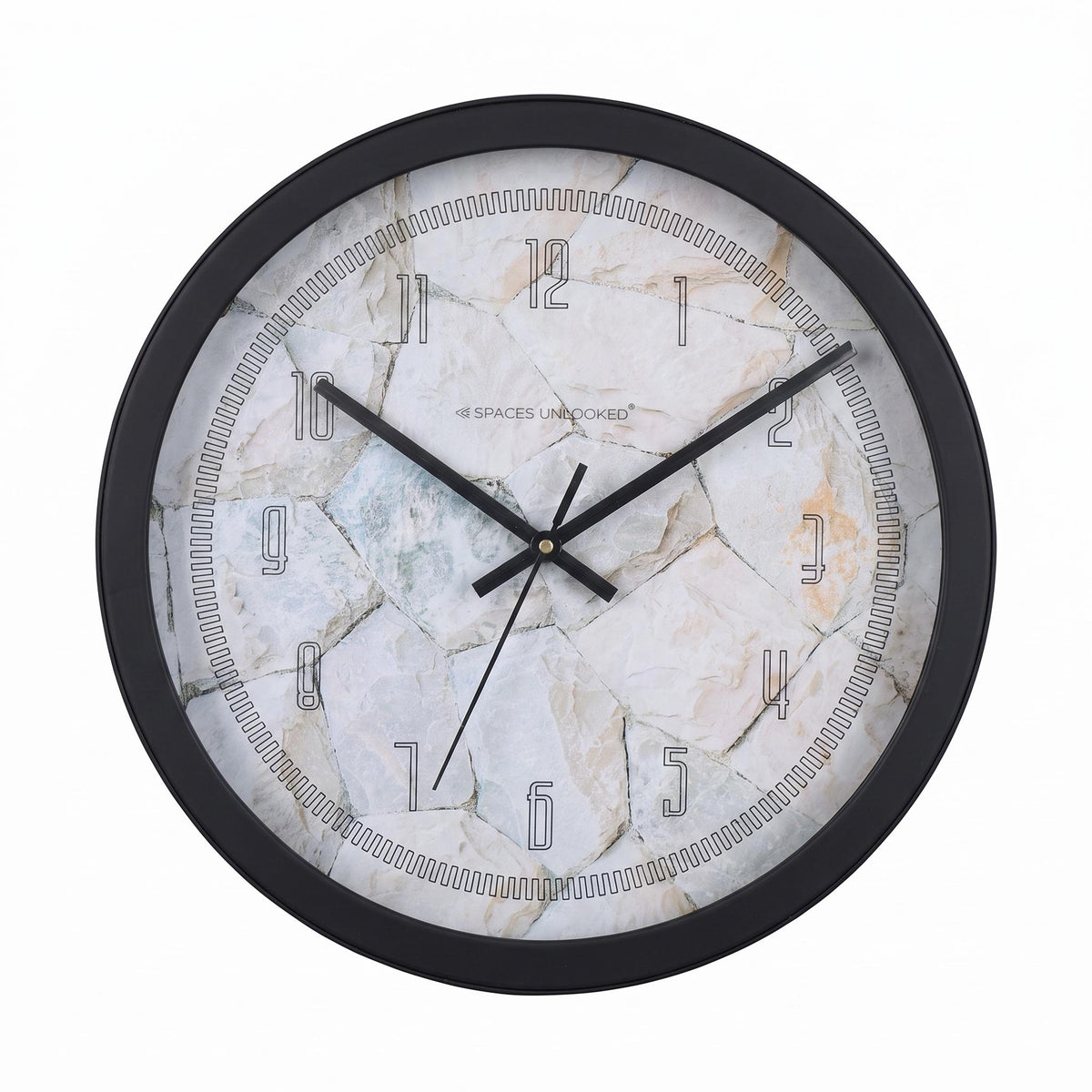 Spaces Unhooked Stone Texture Round Wall Clock, Outline Numerals