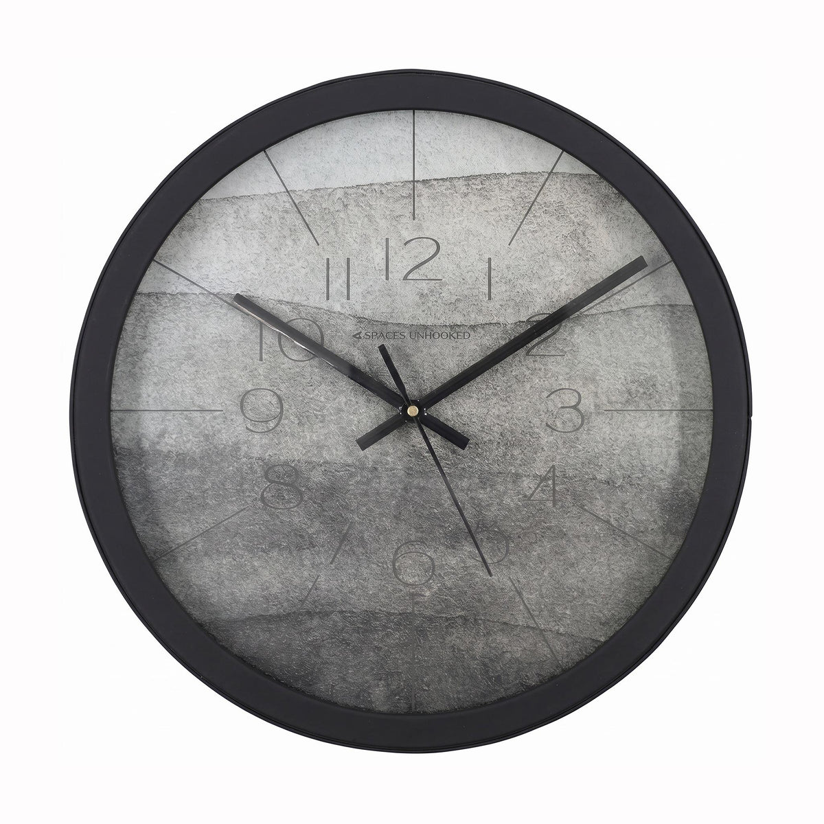 Spaces Unhooked Grey Watercolour Round Wall Clock, Calm Tones