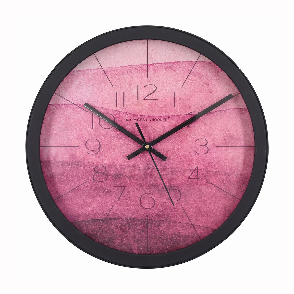 Spaces Unhooked Pink Watercolour Round Wall Clock, Berry Tones