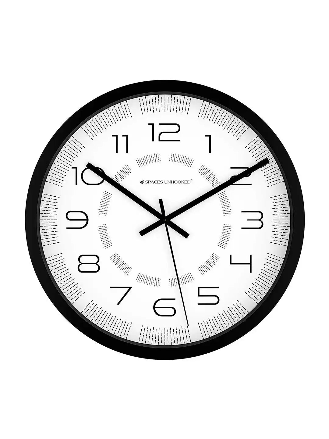 Front View of Black Designer Wall Clock – Silent Dash Texture Dial Polycrafted Wall Clock Under 500