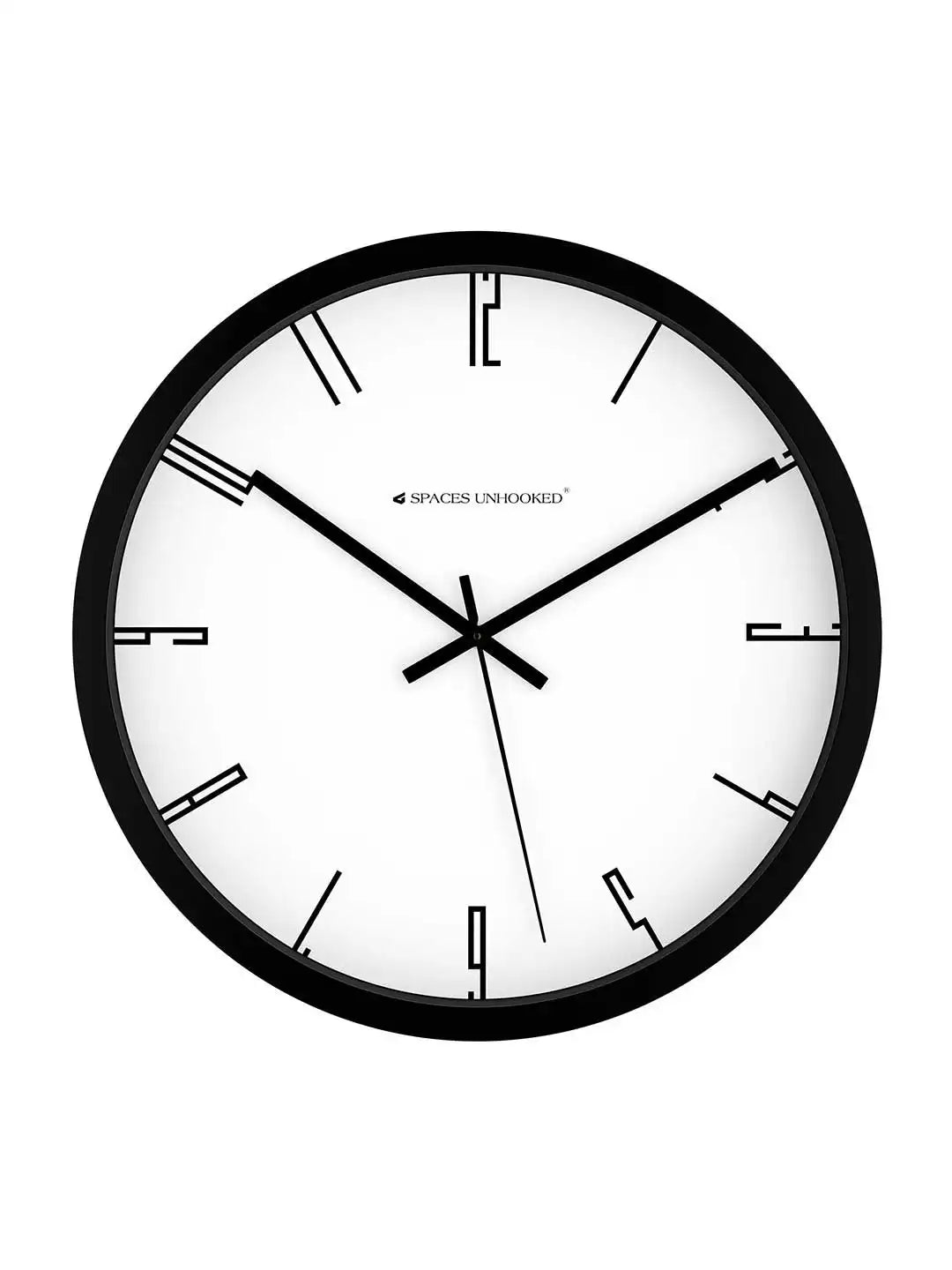 Front View of Black Designer Wall Clock – Silent Minimalist Line Marker Dial Wall Clock Under 500