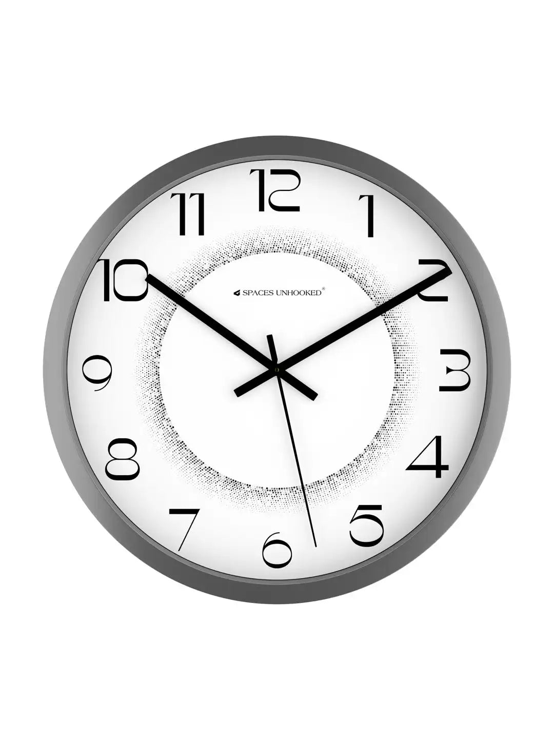 Front View of Grey Designer Wall Clock – Silent Halftone Dial Wall Clock Under 500