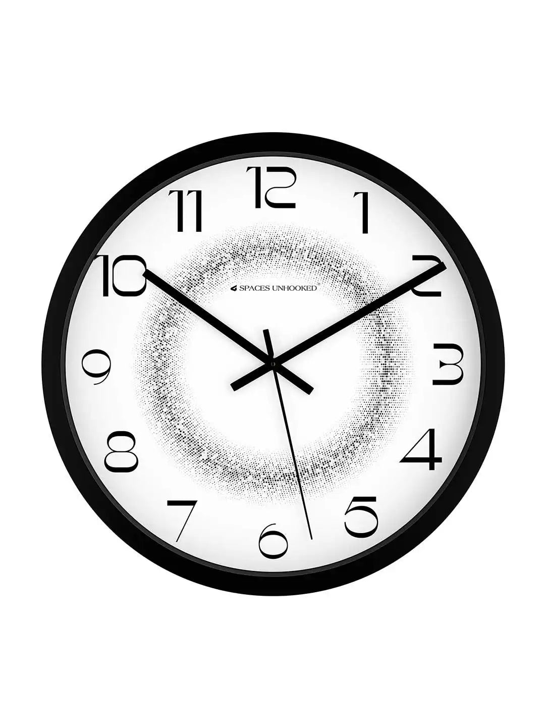 Front View of Black Designer Wall Clock – Silent Dotted Dial Wall Clock Under 500
