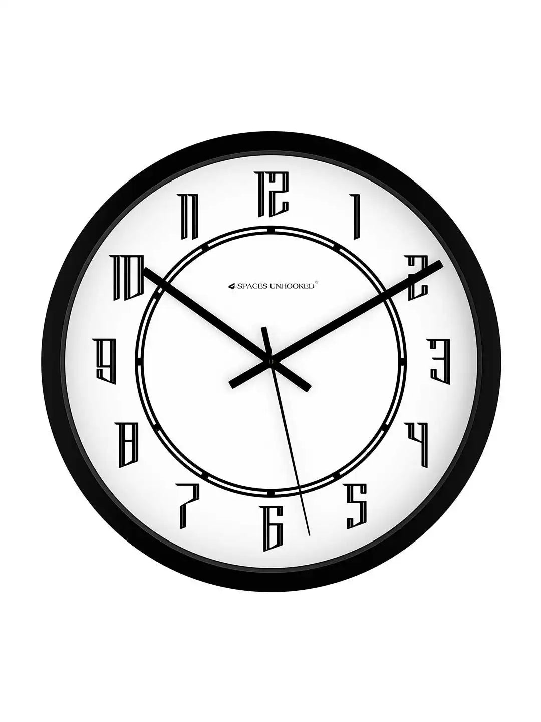 Front View of Black Designer Wall Clock – Silent Bold Numeral Wall Clock Under 500