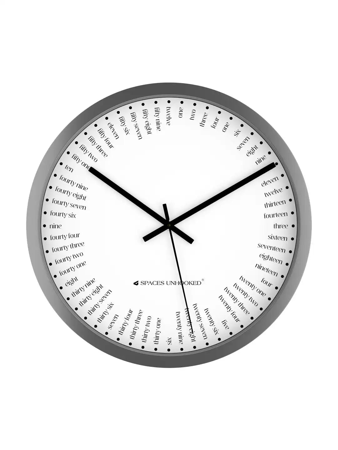 Front View Wall Clock - Premium Wall Clock with Written Numbers