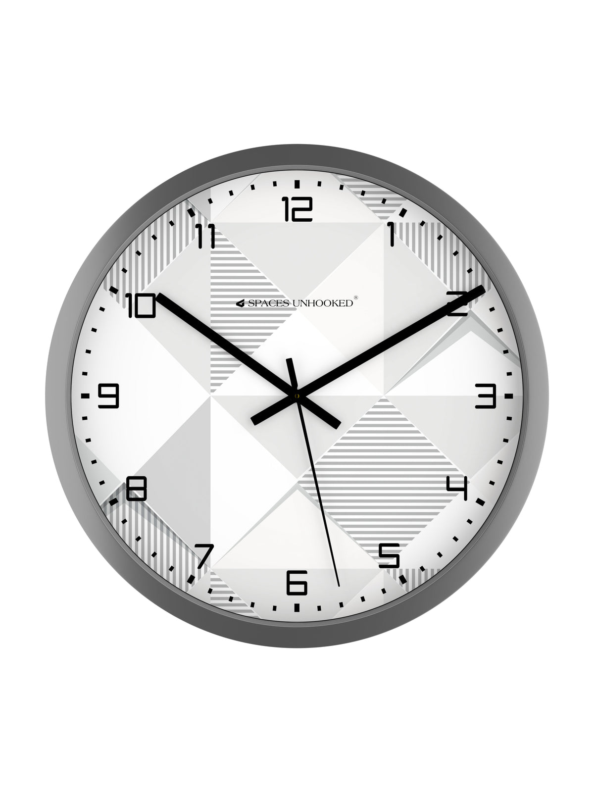 Wall clock with geometric design on a white background