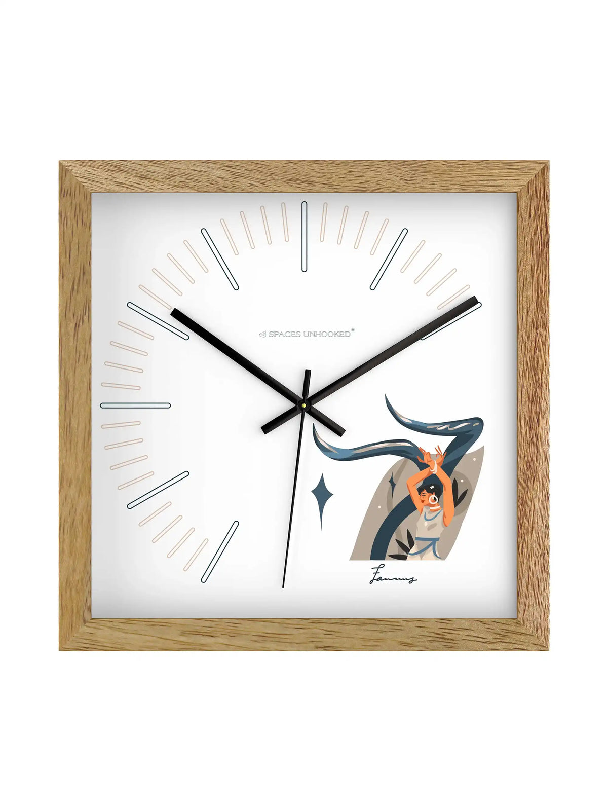 Taurus Zodiac Light Wood Wall Clock – Side View Natural Oak Frame Deep Shadow Box | Spaces Unhooked