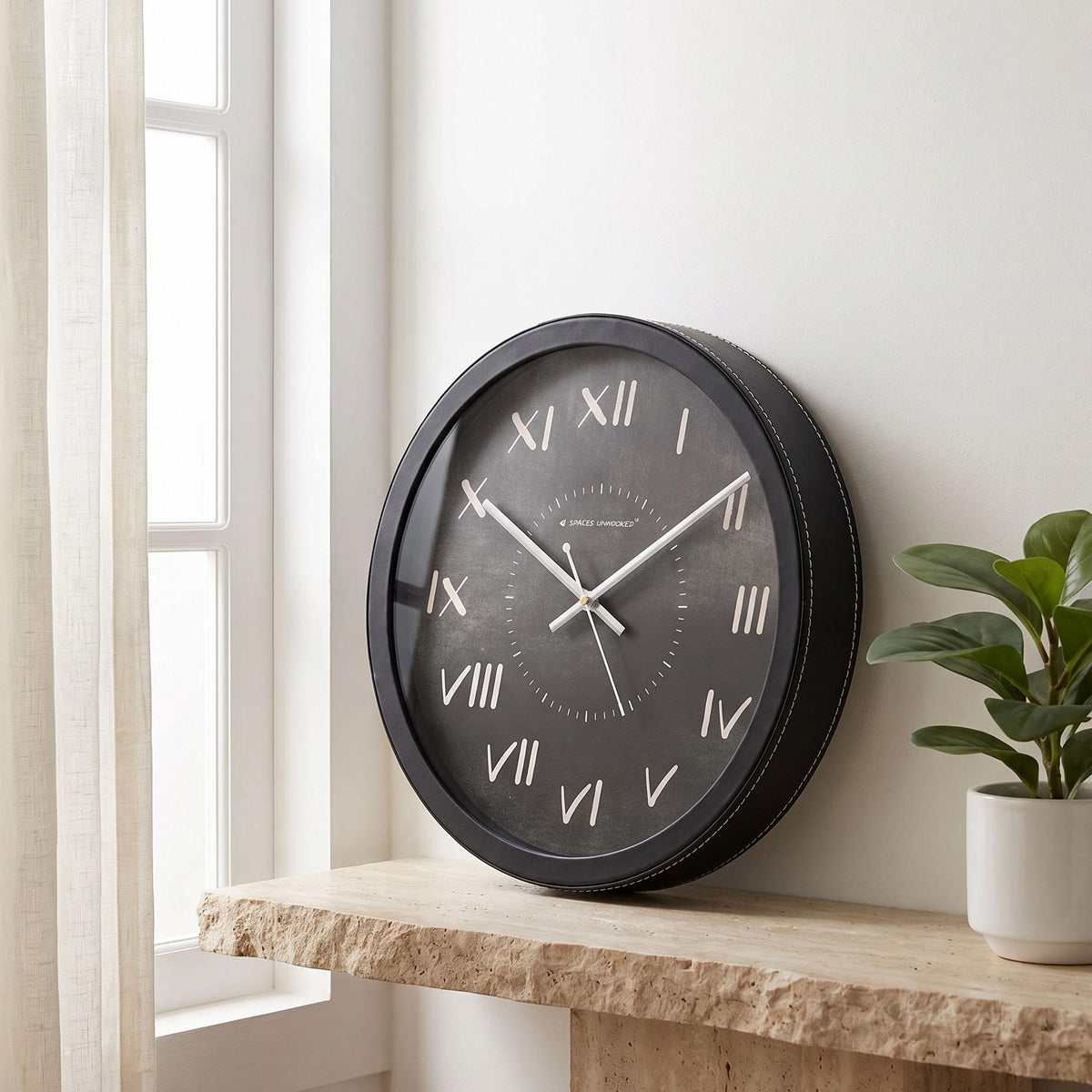 Spaces Unhooked Chalkboard Round Wall Clock, Chalk Roman Numerals
