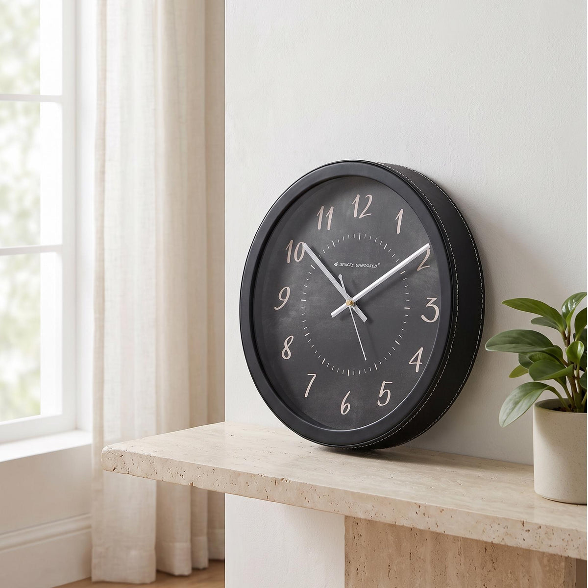 Spaces Unhooked Chalkboard Round Wall Clock, Handwritten Numerals