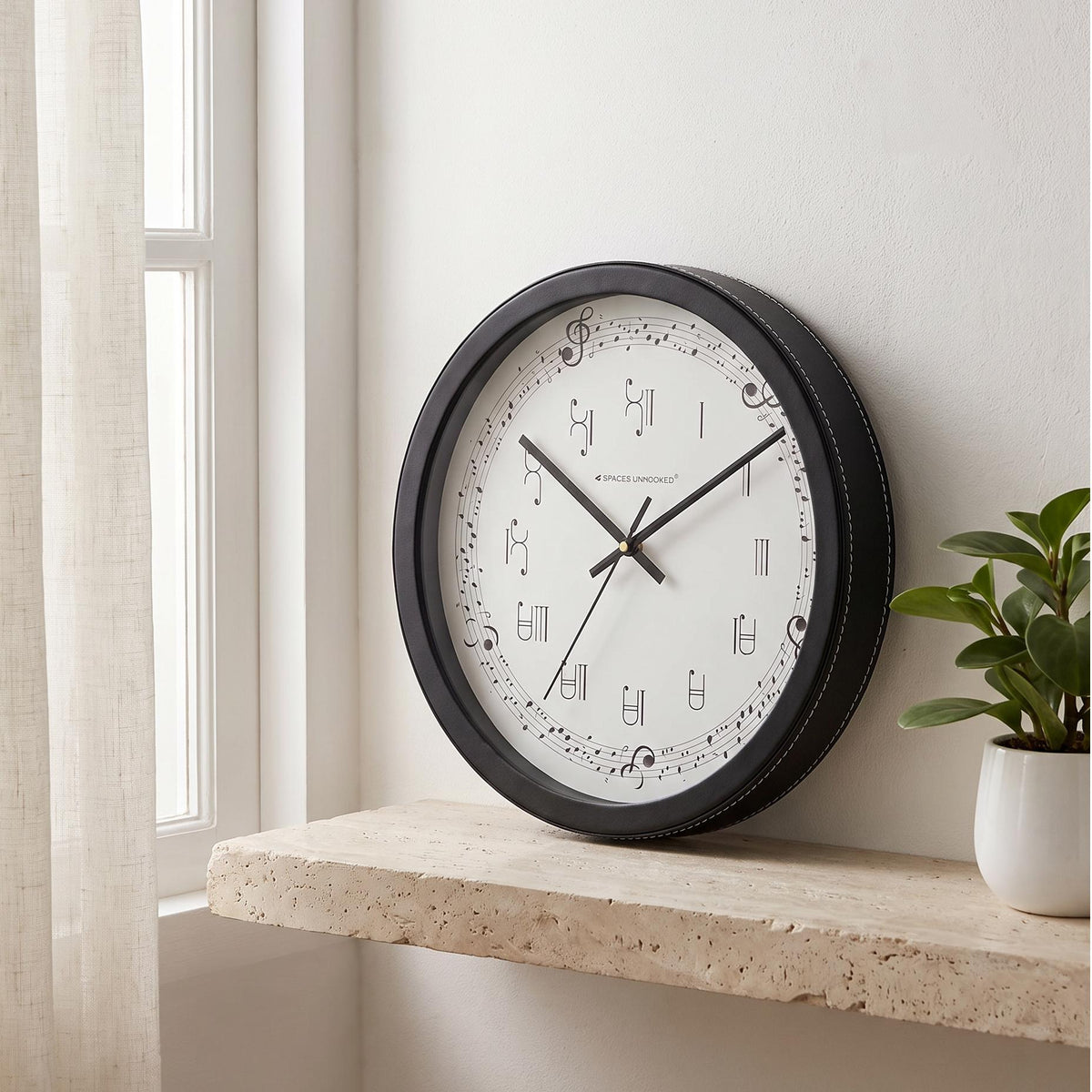 Spaces Unhooked Music Note Round Wall Clock, Treble Clef Dial