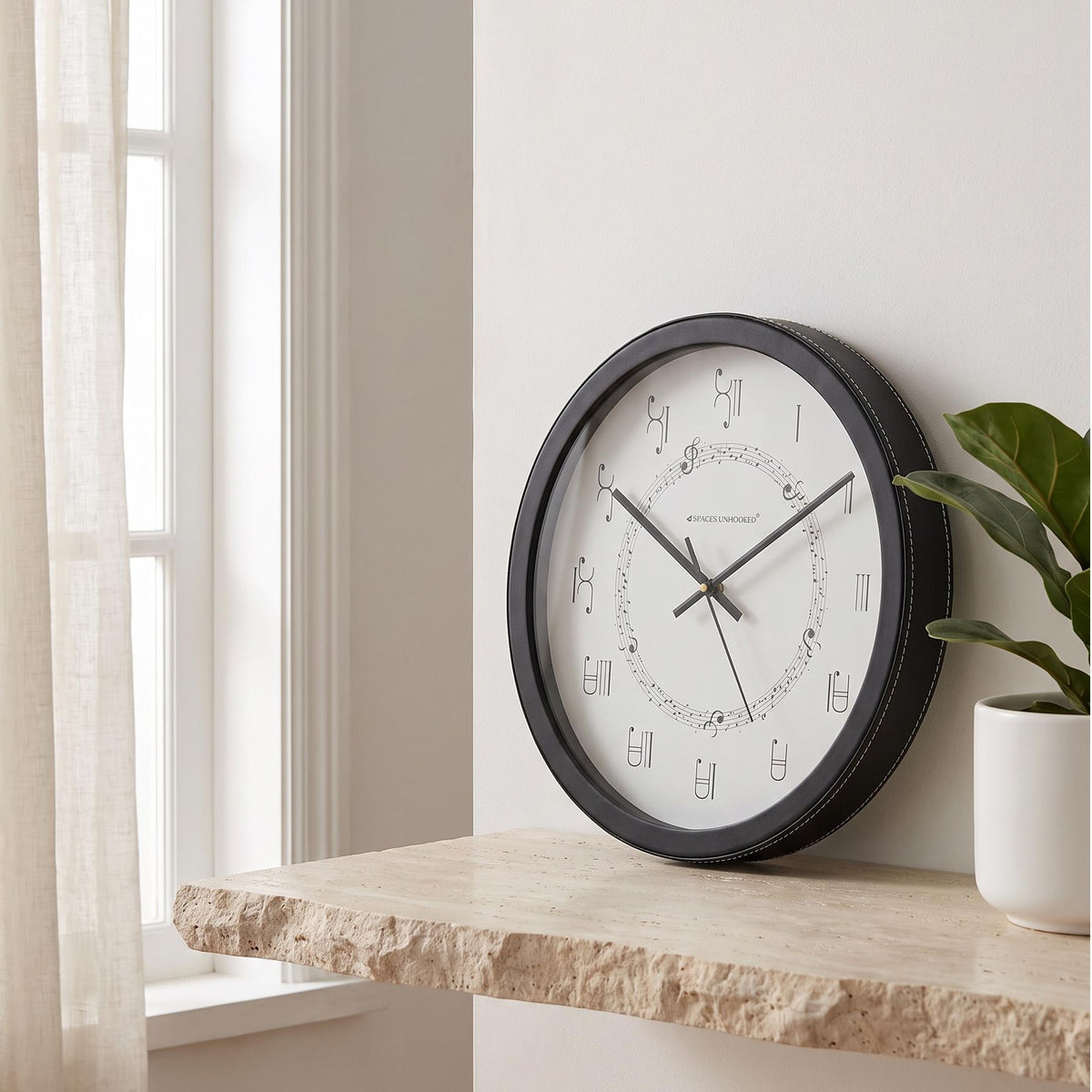 Spaces Unhooked Music Lover Round Wall Clock, Inner Note Ring