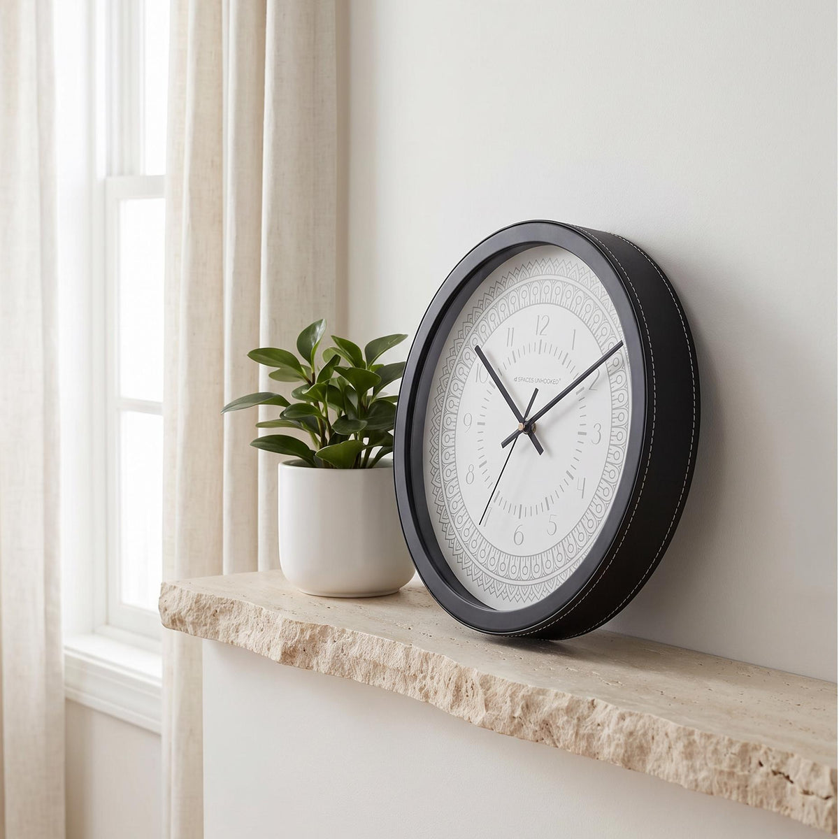 Spaces Unhooked Grey Mandala Round Wall Clock, White Dial
