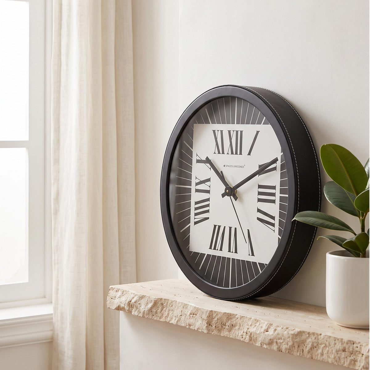 Spaces Unhooked Bold Roman Numeral Round Wall Clock, Black Ring