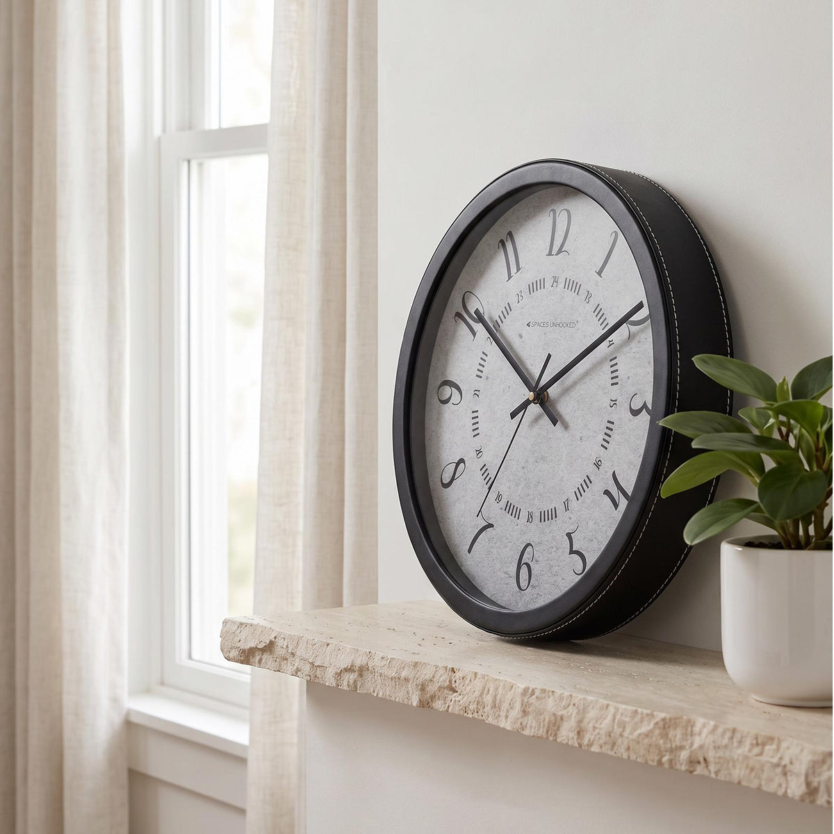Spaces Unhooked Round Wall Clock with 24 Hour Inner Ring