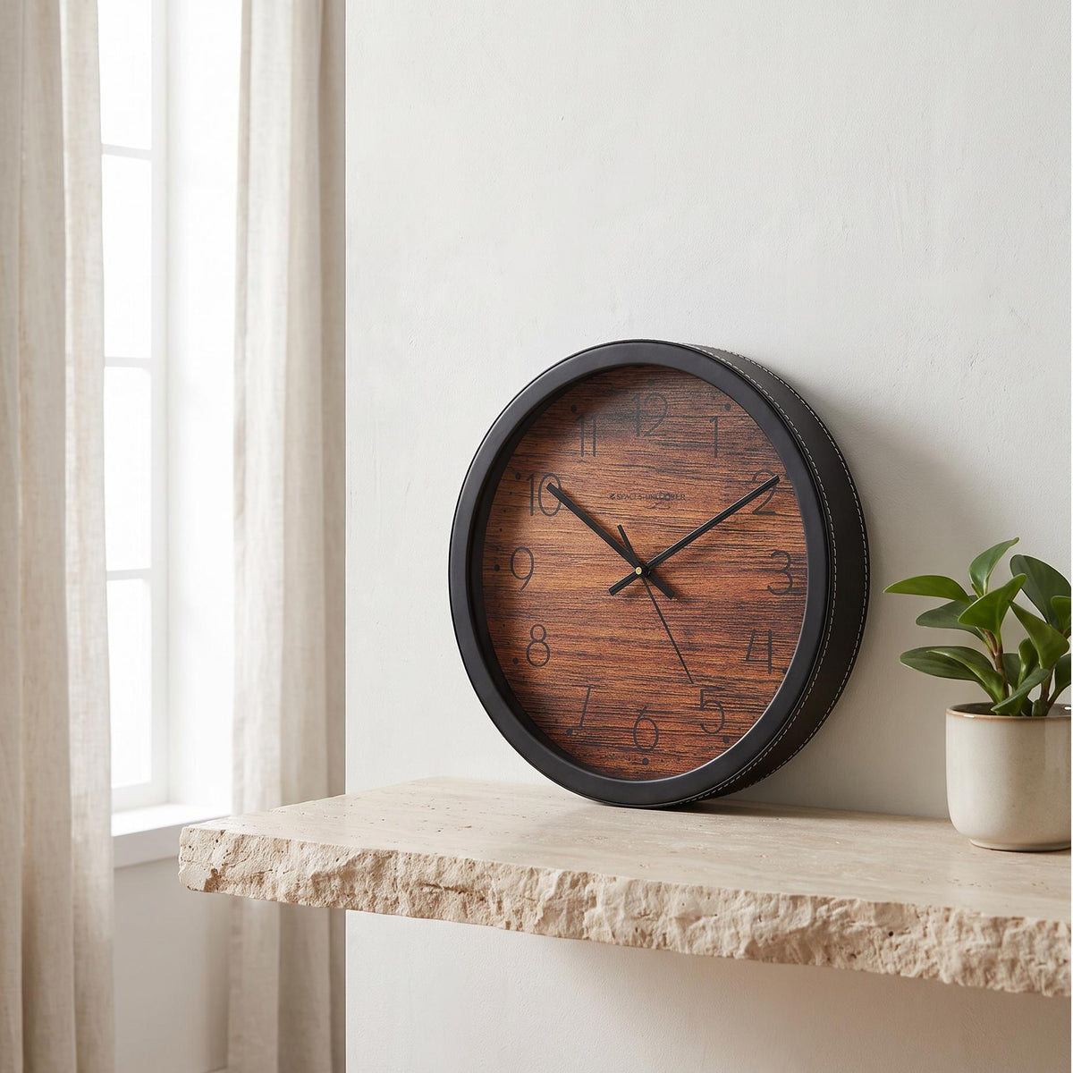 Spaces Unhooked Rustic Wood Grain Look Round Wall Clock