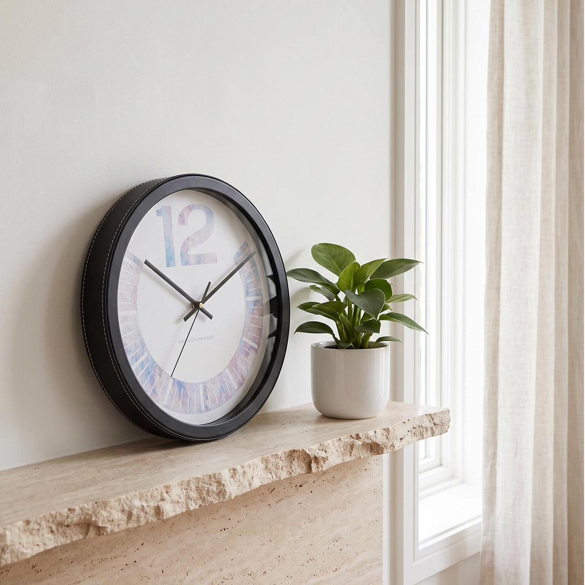 Spaces Unhooked Pastel Marble Round Wall Clock, Big 12 Dial