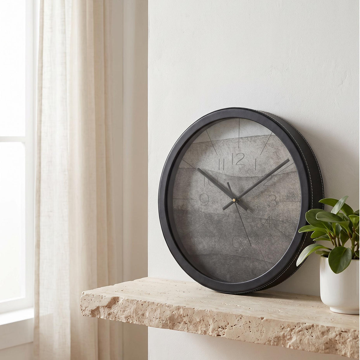 Spaces Unhooked Grey Watercolour Round Wall Clock, Calm Tones