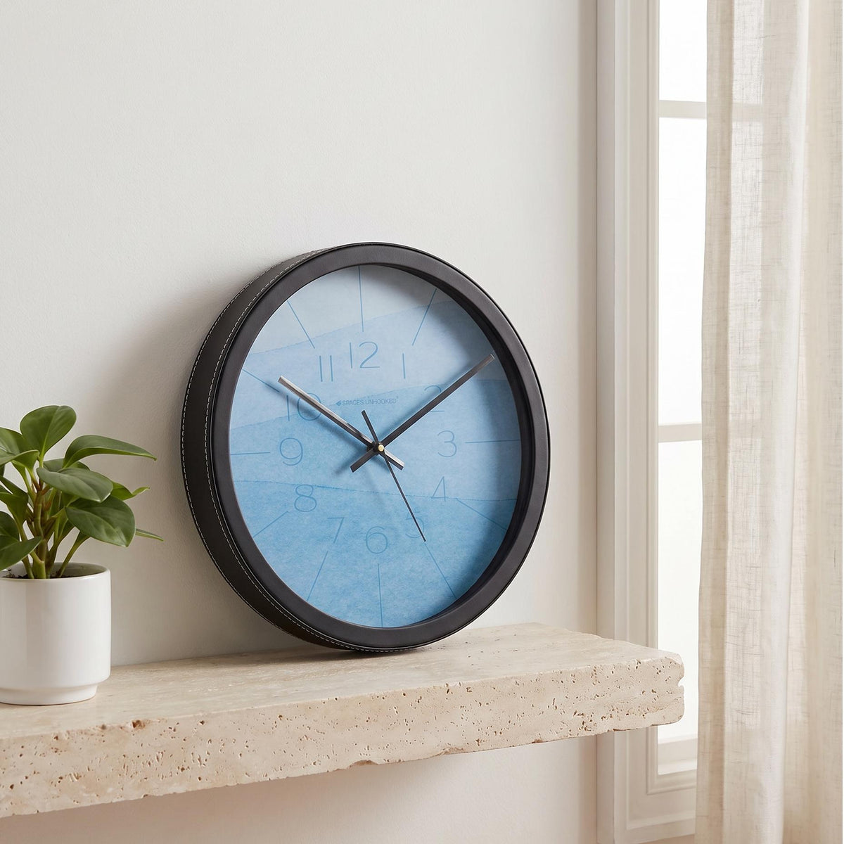 Spaces Unhooked Sky Blue Watercolour Round Wall Clock