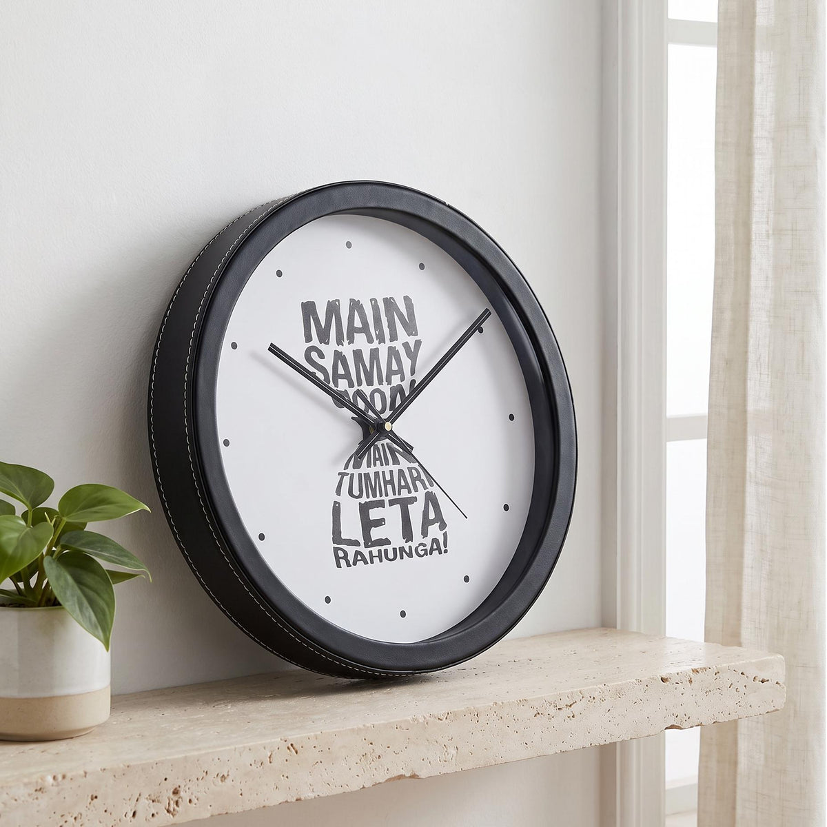 Spaces Unhooked Hinglish Quote Round Wall Clock, Typography