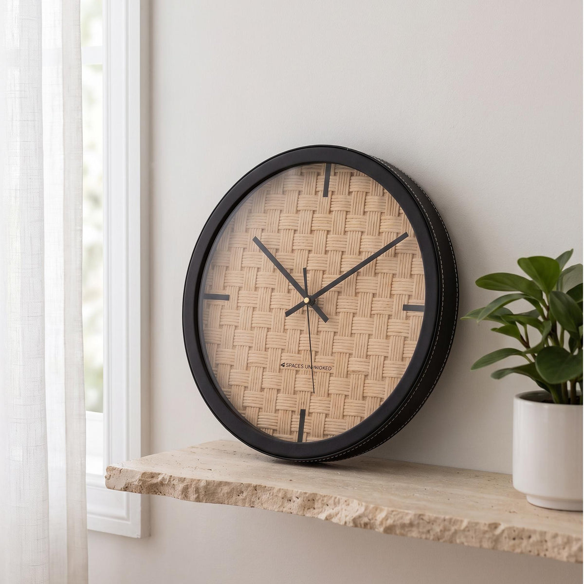 Spaces Unhooked Woven Rope Look Round Wall Clock, Natural