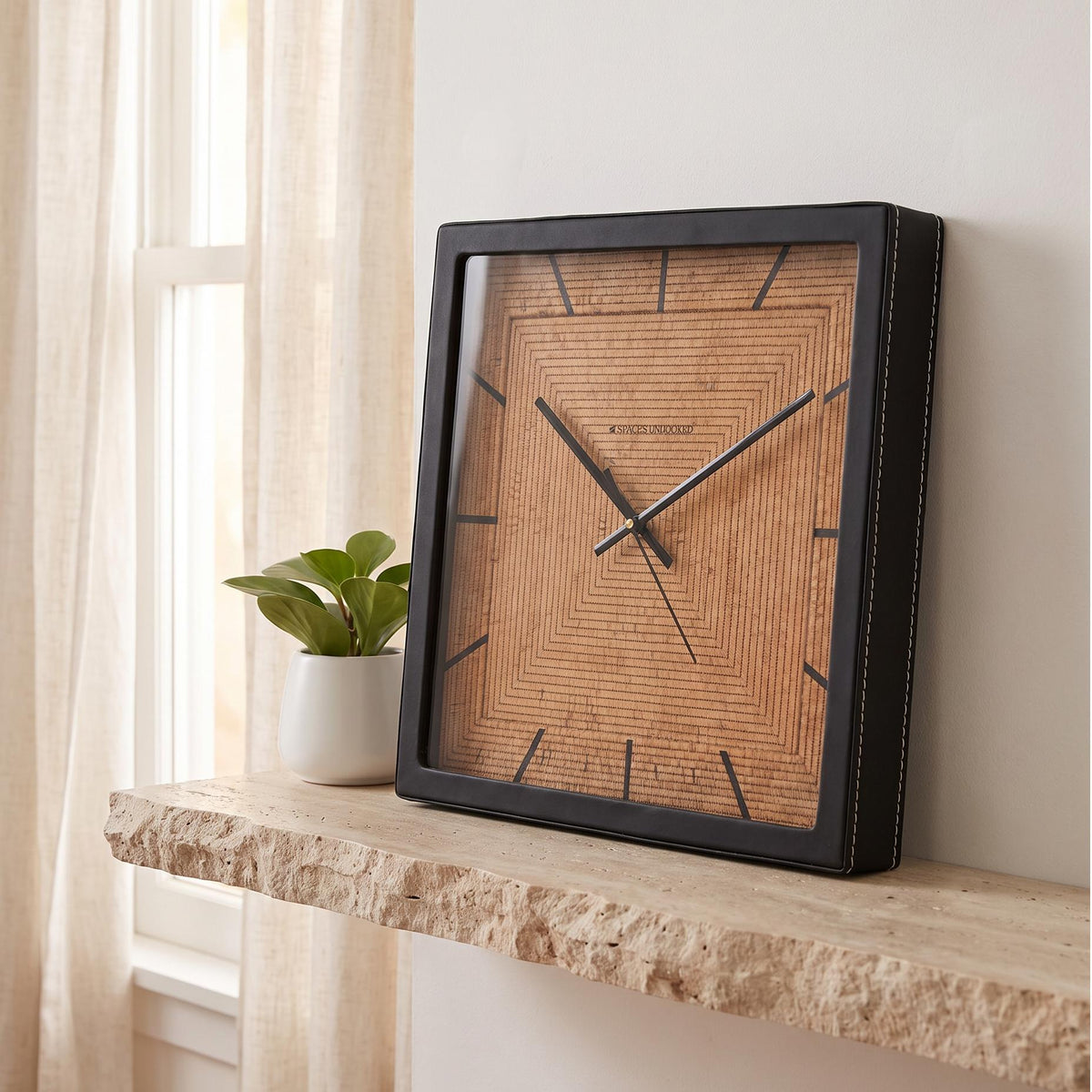 Spaces Unhooked Woven Round Wall Clock, Honey Tone