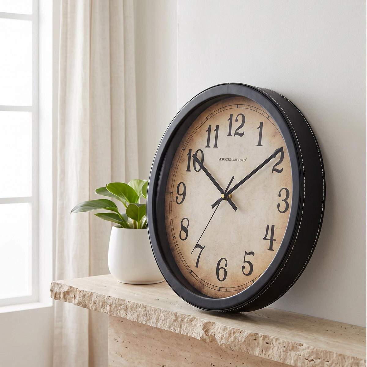 Spaces Unhooked Vintage Parchment Round Wall Clock, Antique
