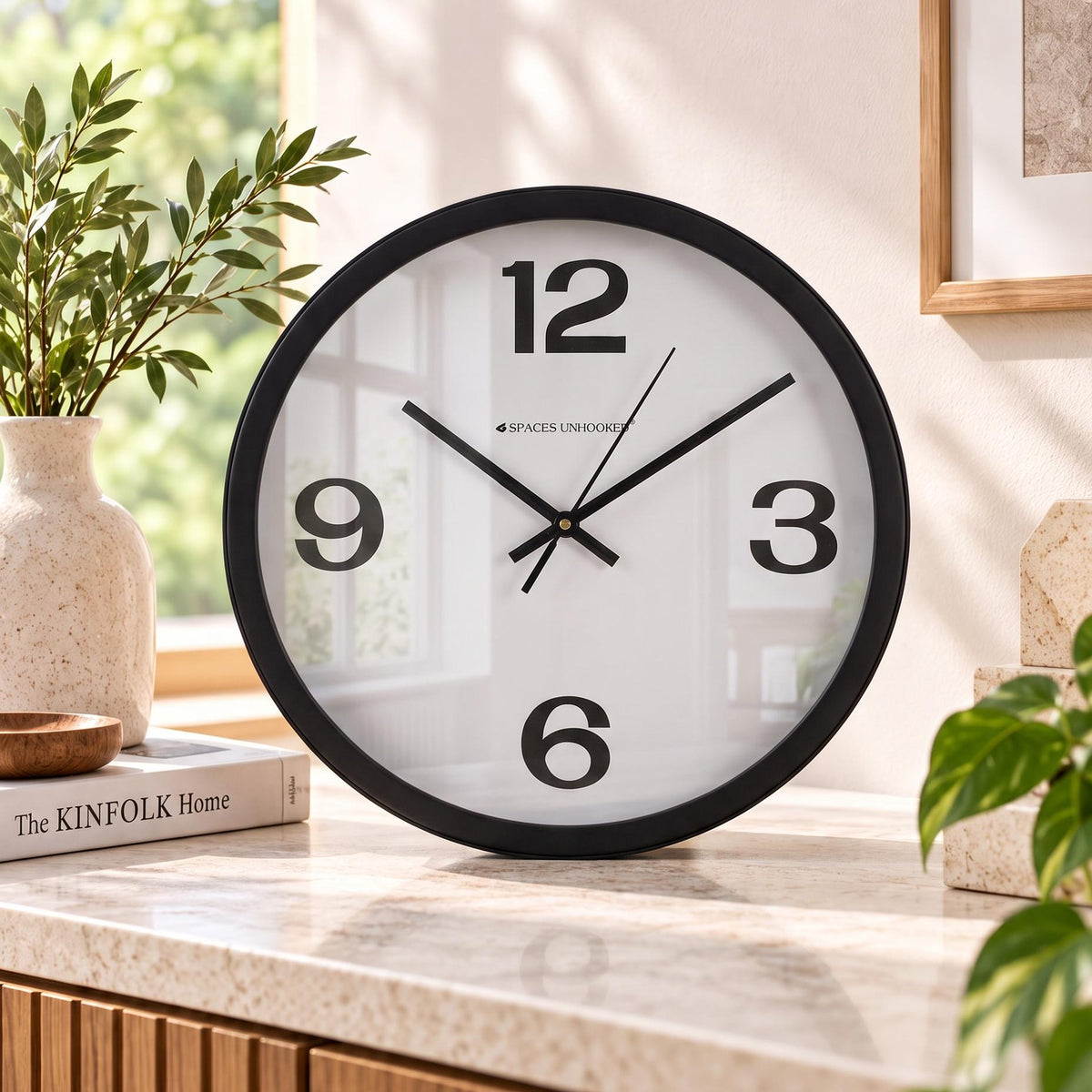 Spaces Unhooked Bold Numeral Round Wall Clock, 12 3 6 9 Dial