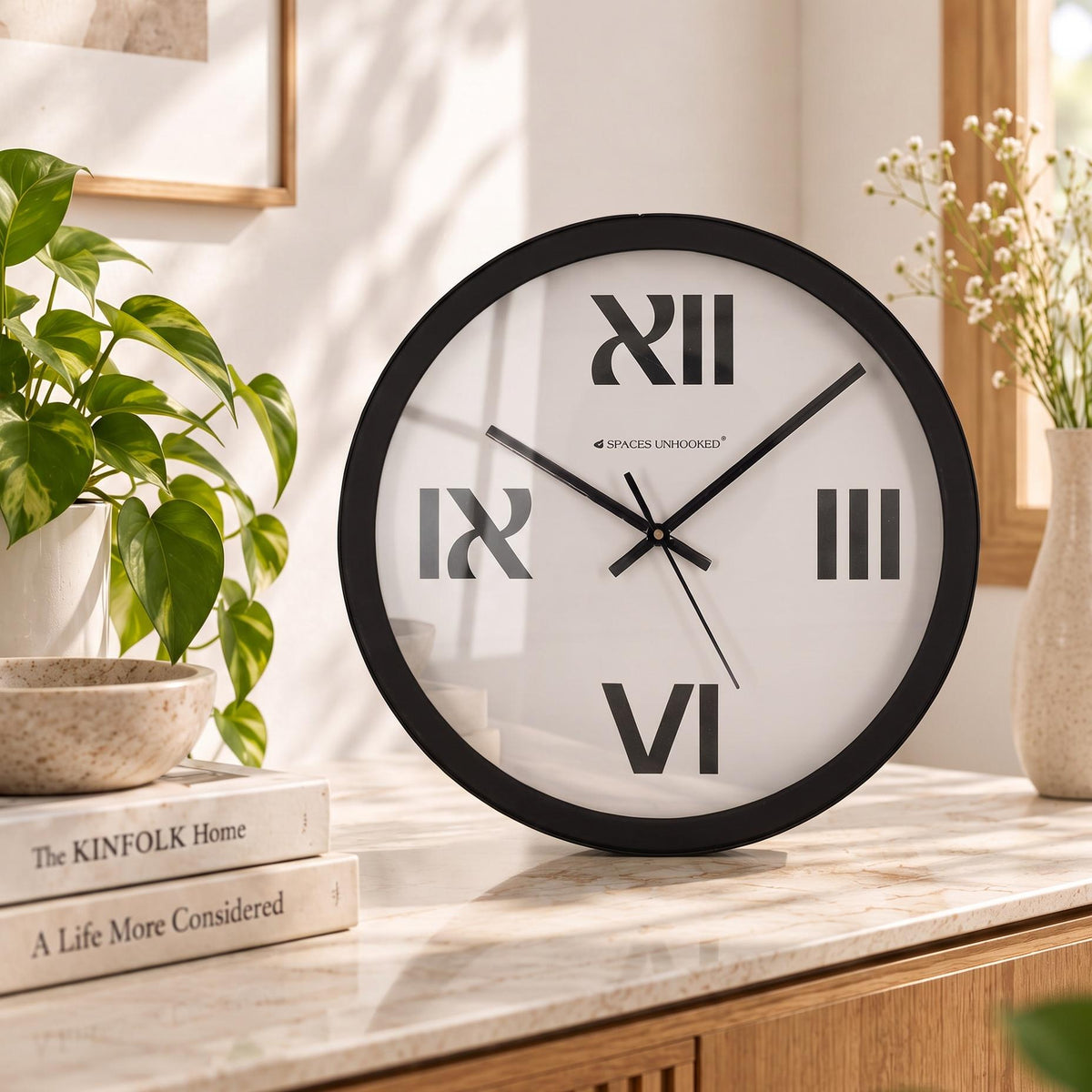 Spaces Unhooked Bold Roman Numeral Minimal Round Wall Clock
