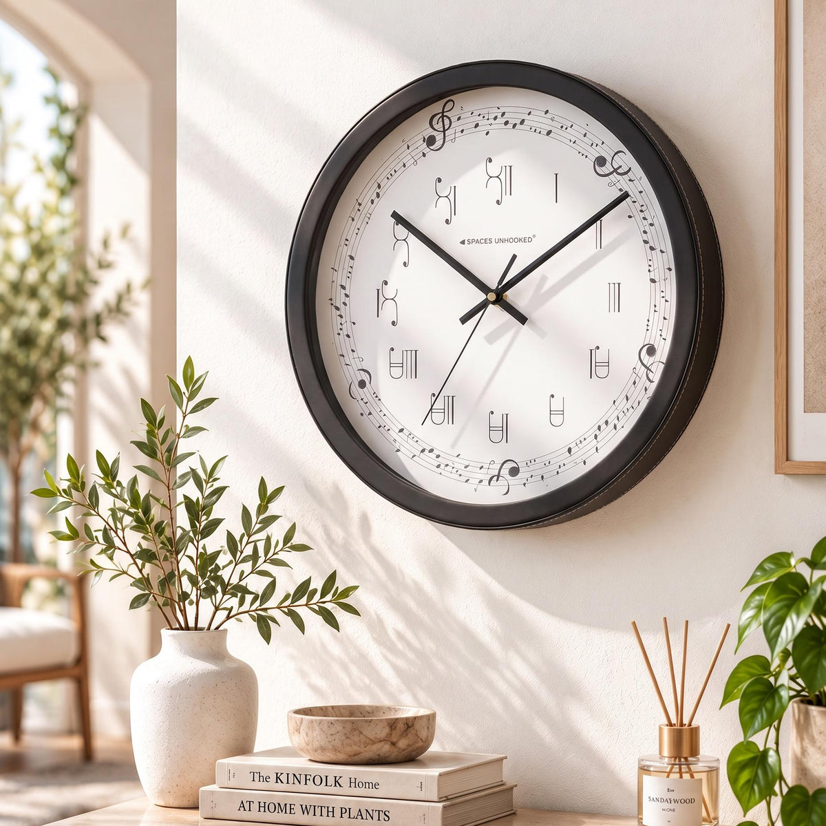 Spaces Unhooked Music Note Round Wall Clock, Treble Clef Dial