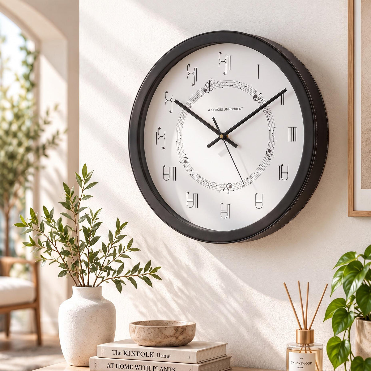 Spaces Unhooked Music Lover Round Wall Clock, Inner Note Ring