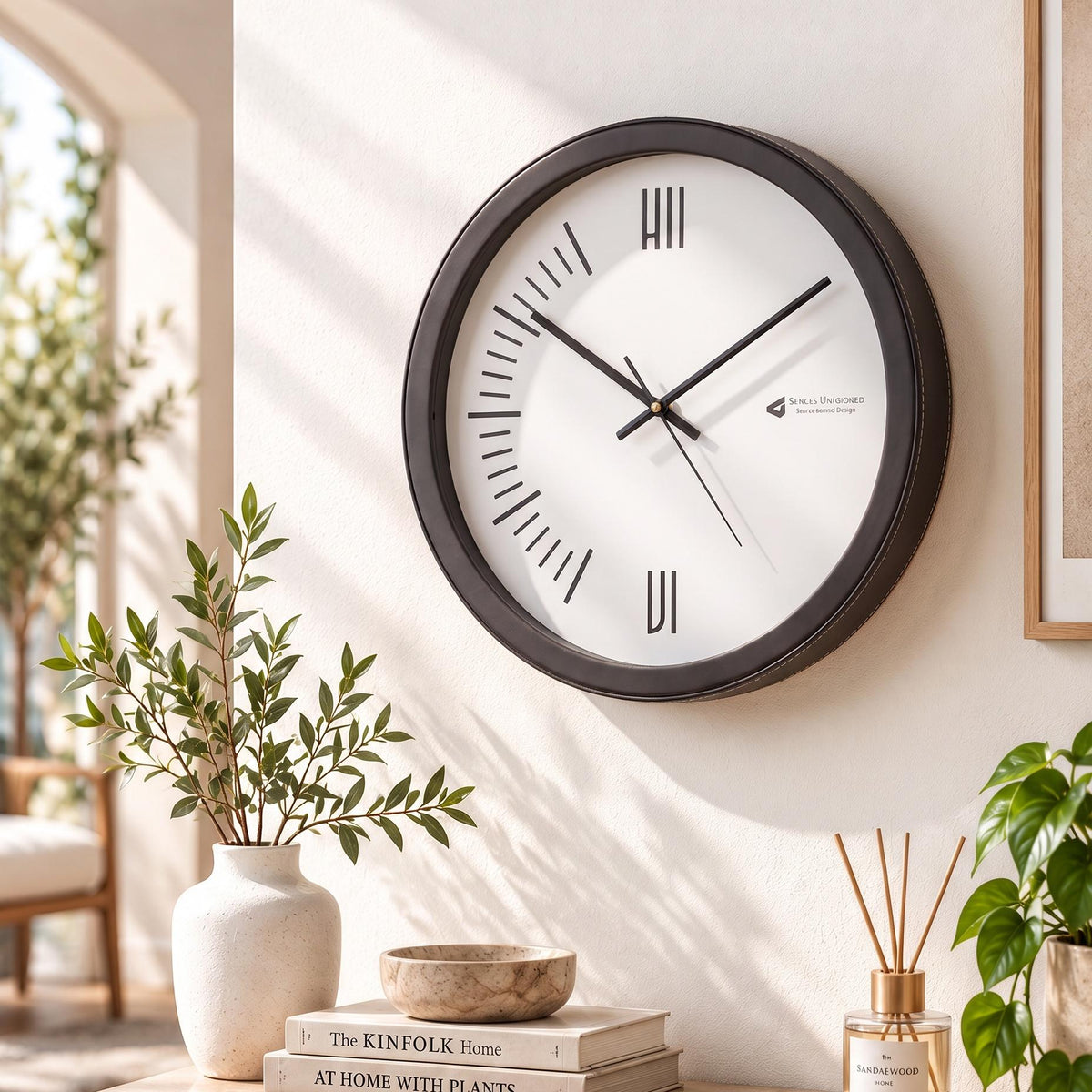 Spaces Unhooked Minimalist Roman Numeral Round Wall Clock