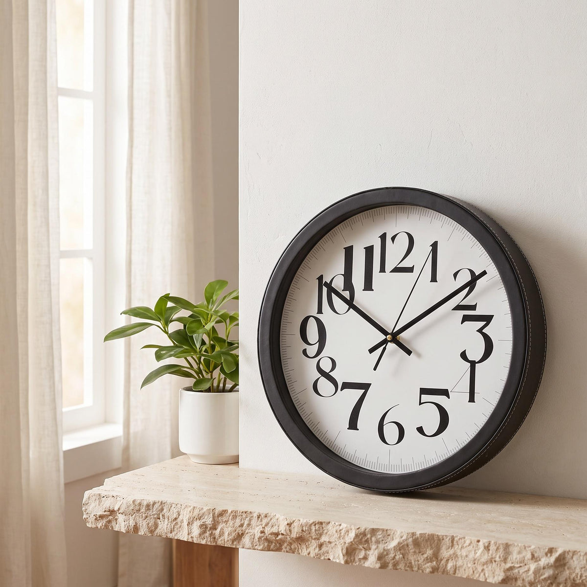 Spaces Unhooked Round Wall Clock, Bold Mixed-Size Numerals