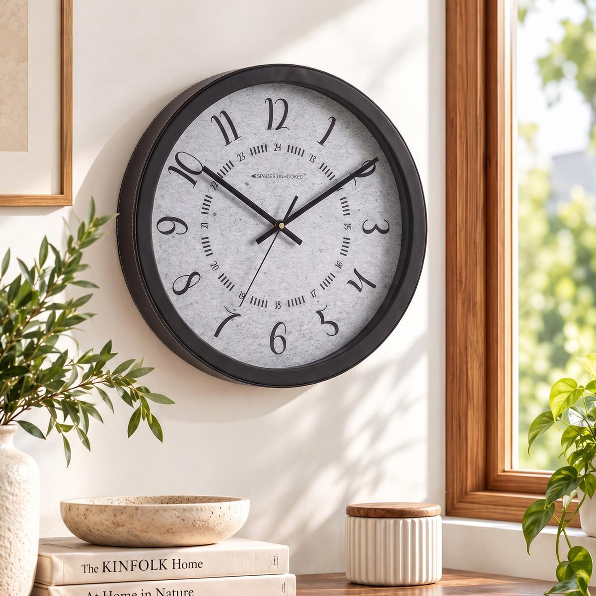 Spaces Unhooked Round Wall Clock with 24 Hour Inner Ring