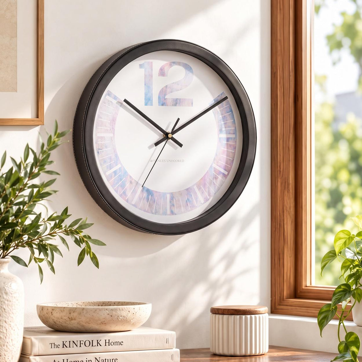 Spaces Unhooked Pastel Marble Round Wall Clock, Big 12 Dial